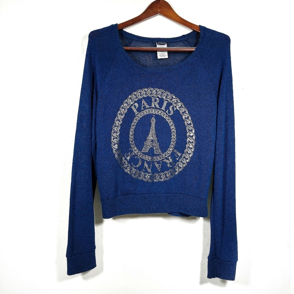 Stranded - blue Paris France knit sweater